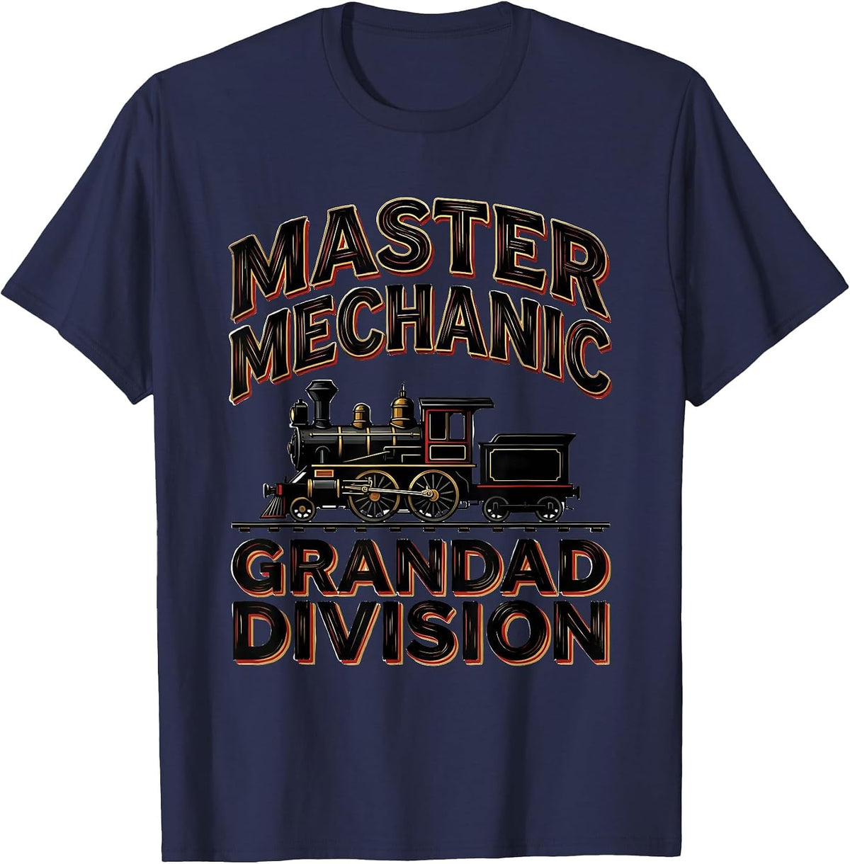Master Mechanic Grandad Division Funny Train Enthusiast T-Shirt - Navy Blue