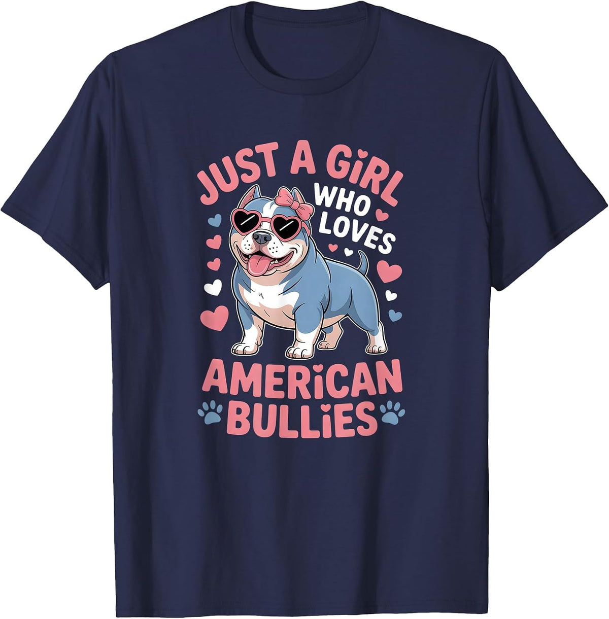 Girls American Bully T-Shirt - Navy Blue