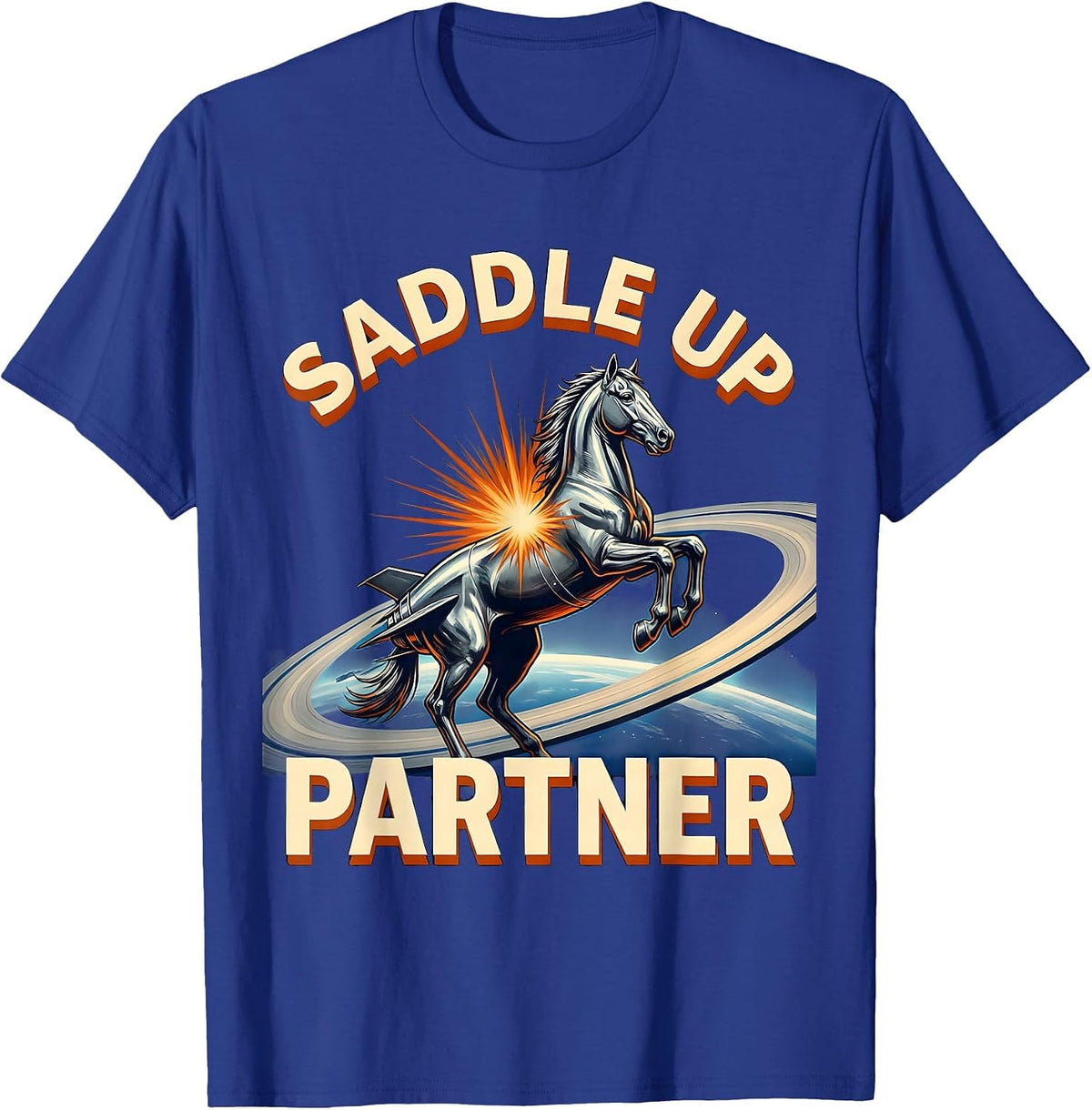 Saddle Up Partner Western Cowboy Design T-Shirt - Royal Blue