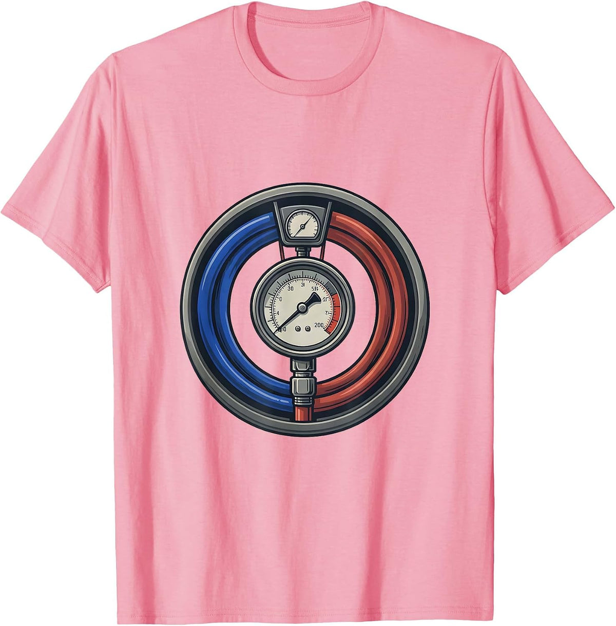 Men's HVAC Charging Badge Distressed Tech Humor T-Shirt - Pink