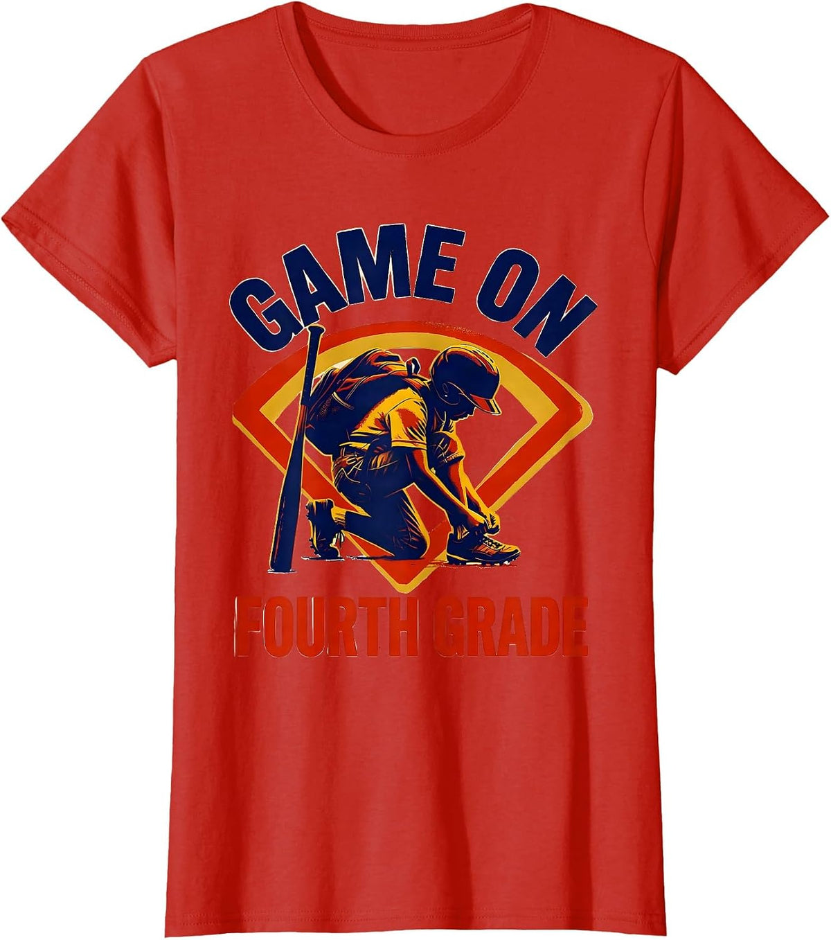 Game On Fourth Grade Screenprint Poster Back To School T-Shirt - Red