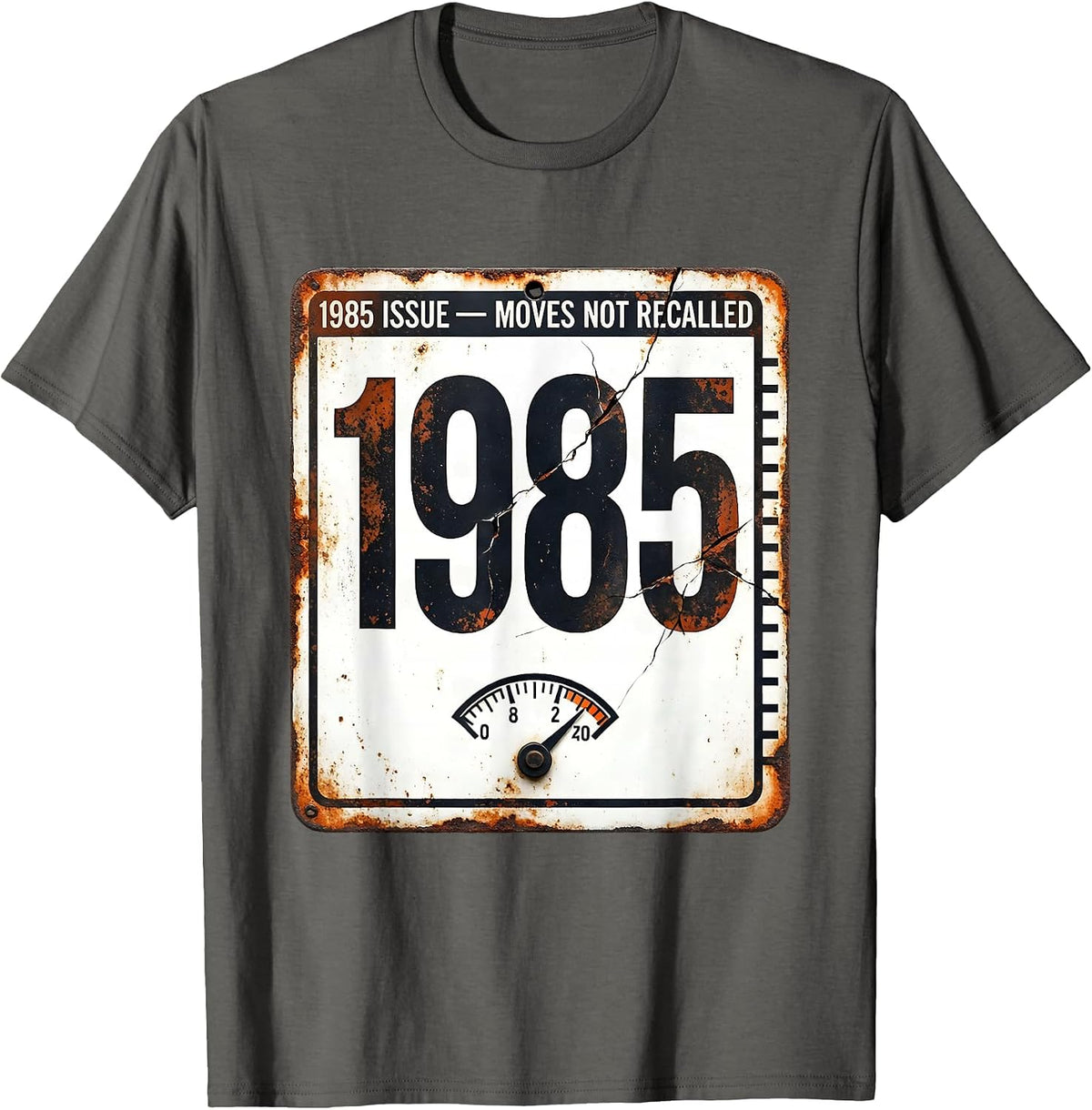1985 Issue — Moves Not Recalled Distressed Retro Vintage T-Shirt - Asphalt Grey