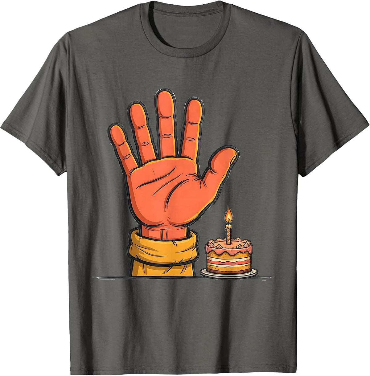 Sign Language Hand Shape Cartoon Deaf Awareness Gift T-Shirt - Asphalt Grey