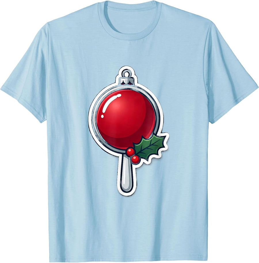 Men's Dental Mirror Ornament Sticker Dentist Christmas Humor T-Shirt - Baby Blue