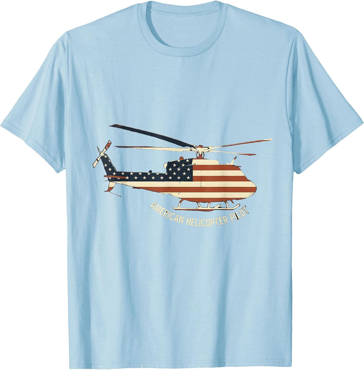 Men's American Helicopter Pilot Patriotic Military Veteran Gift T-Shirt - Baby Blue