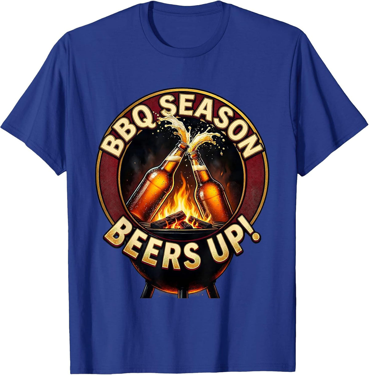 Men's BBQ Season Beers Up Labor Day Toast Design T-Shirt - Royal Blue