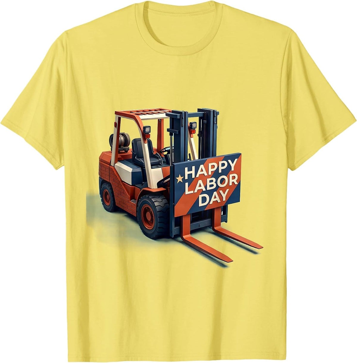 Men's Happy Labor Day Midcentury Modern Patriotic Union Worker T-Shirt - Lemon Yellow