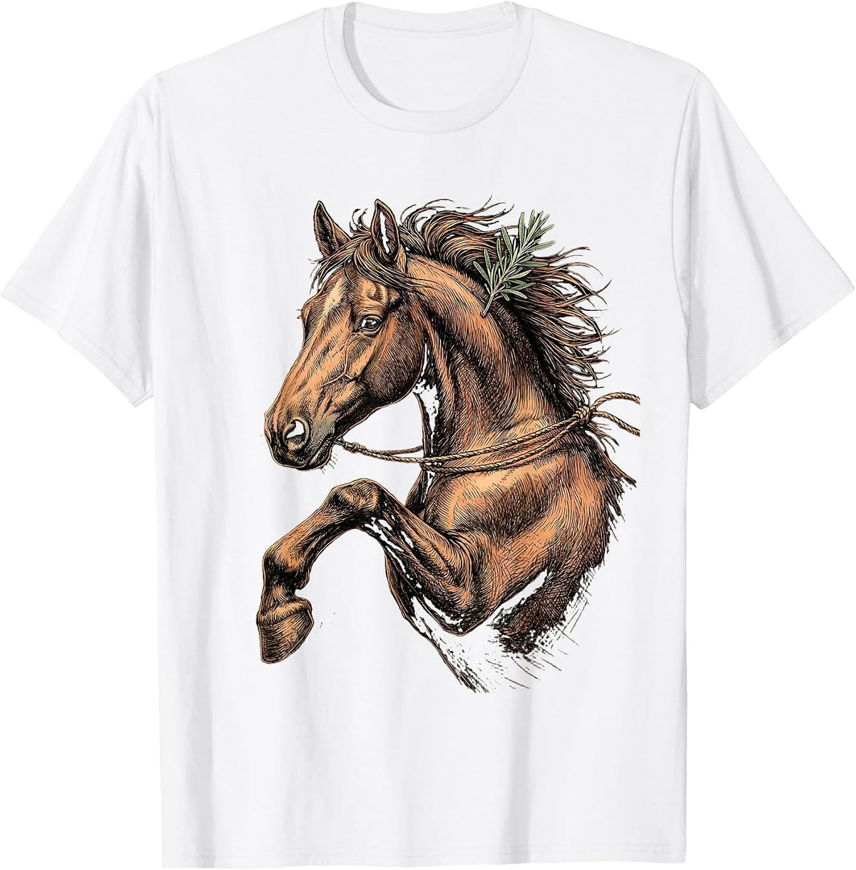 Men's Sharp Horse Shoo Boho Equestrian Humor T-Shirt - White