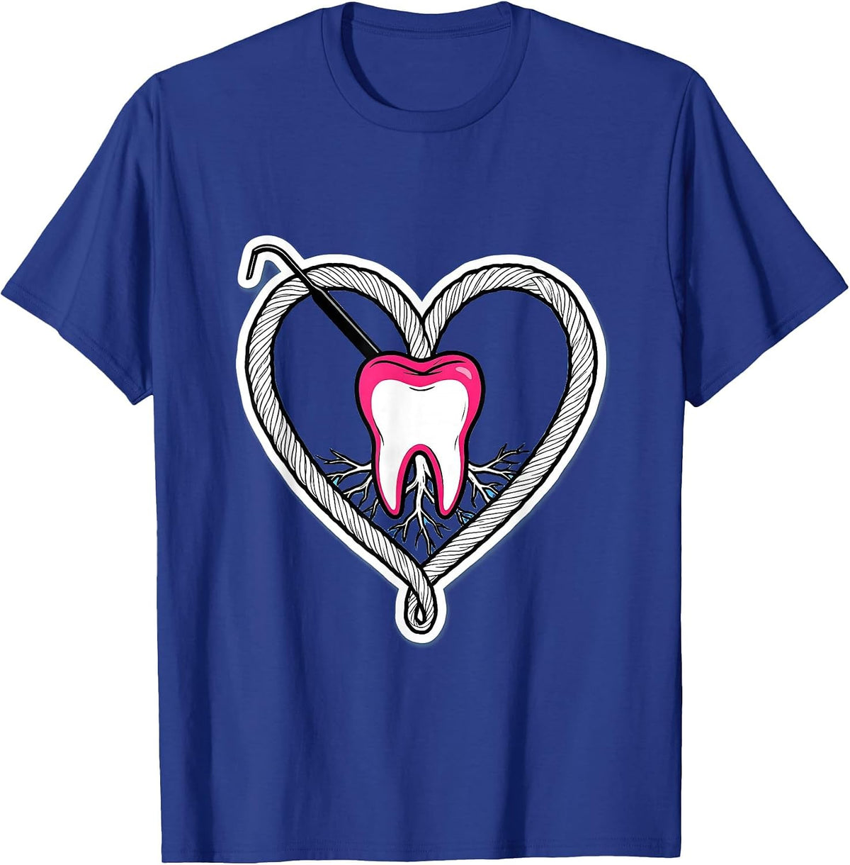 Heart-Shaped Dental Floss Loop Funny Dental Professional T-Shirt - Royal Blue