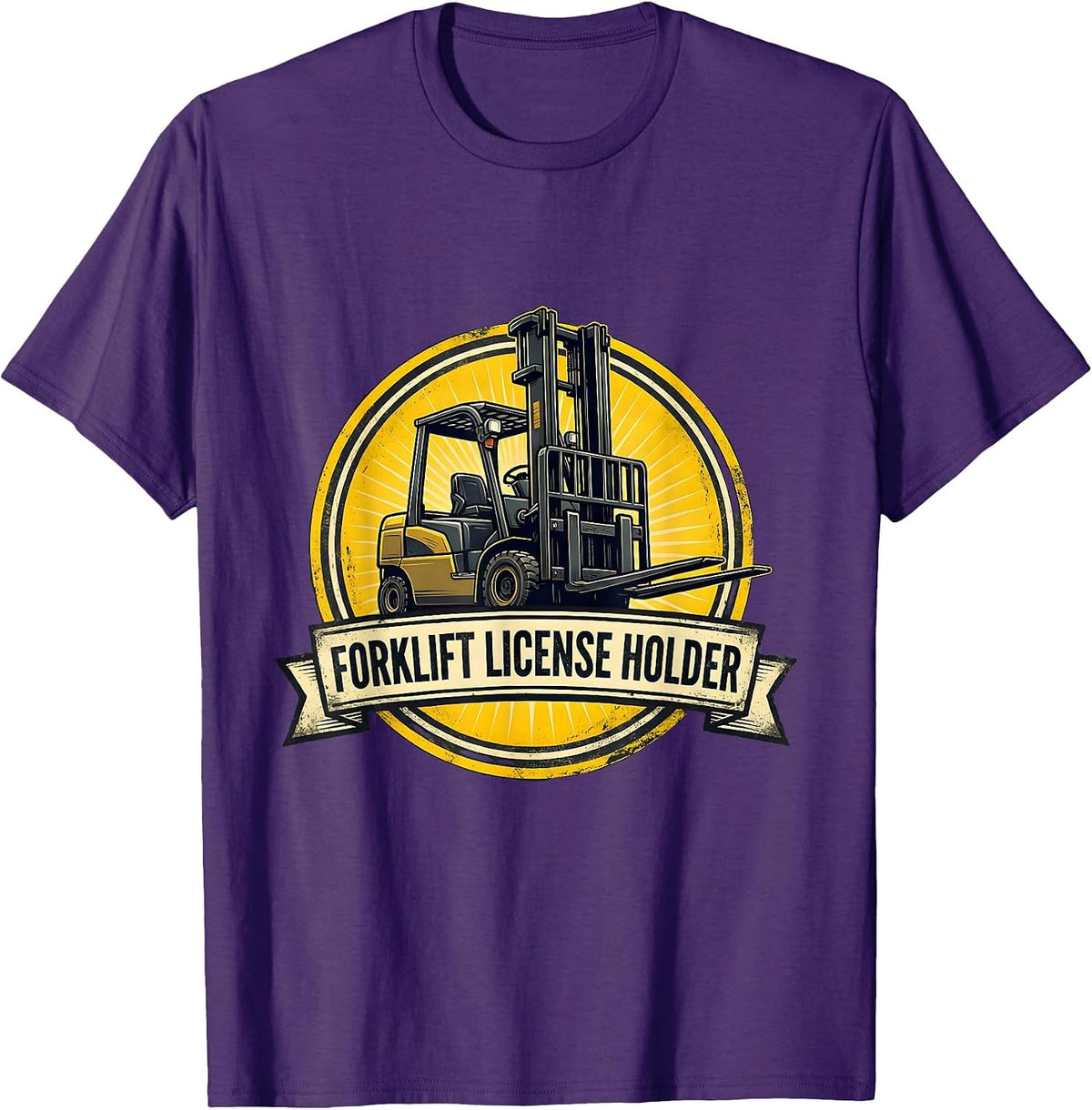 Forklift License Holder Funny Construction Worker T-Shirt - Purple