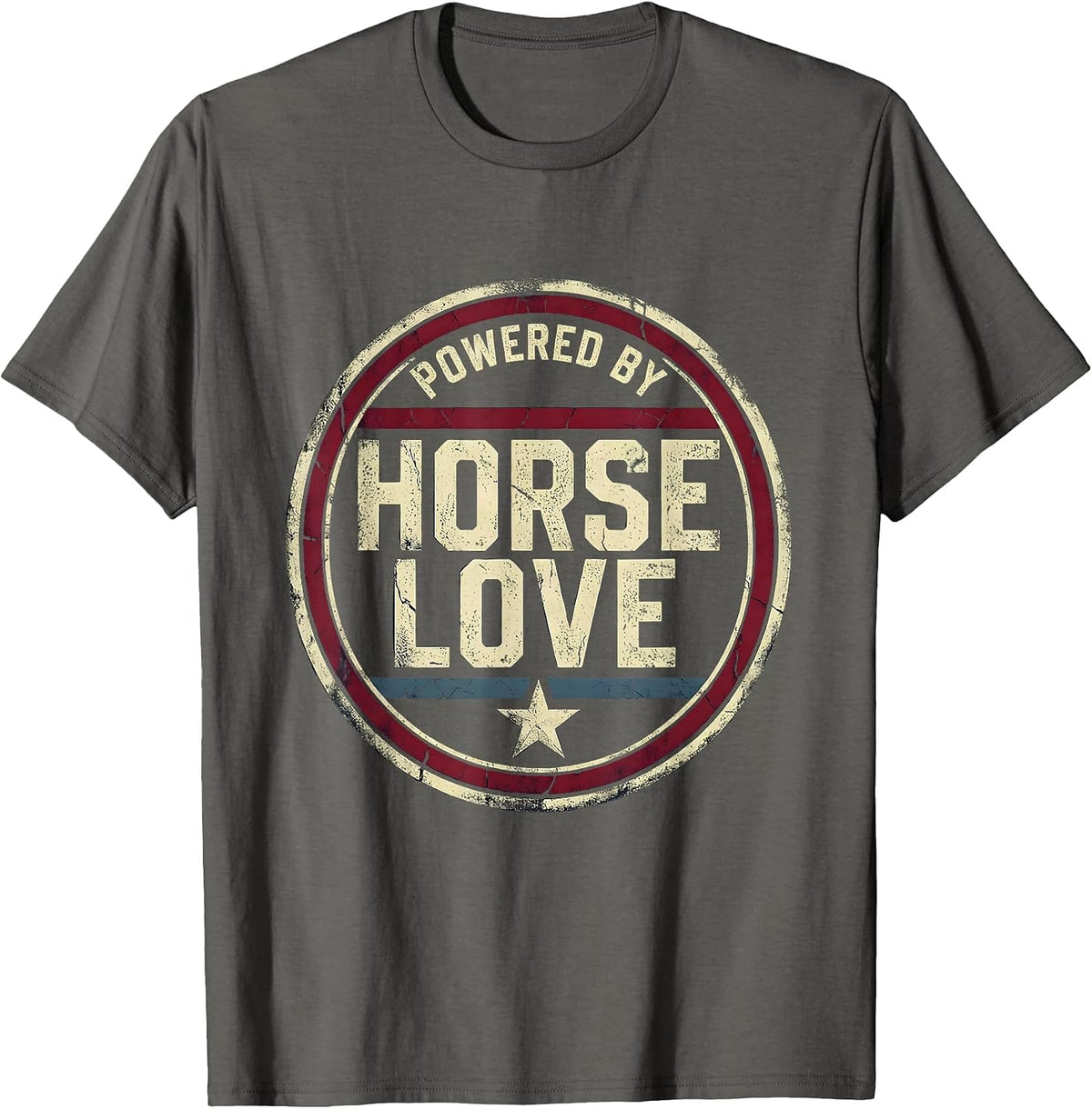 Men's Powered by Horse Love Equestrian Design T-Shirt - Asphalt Grey