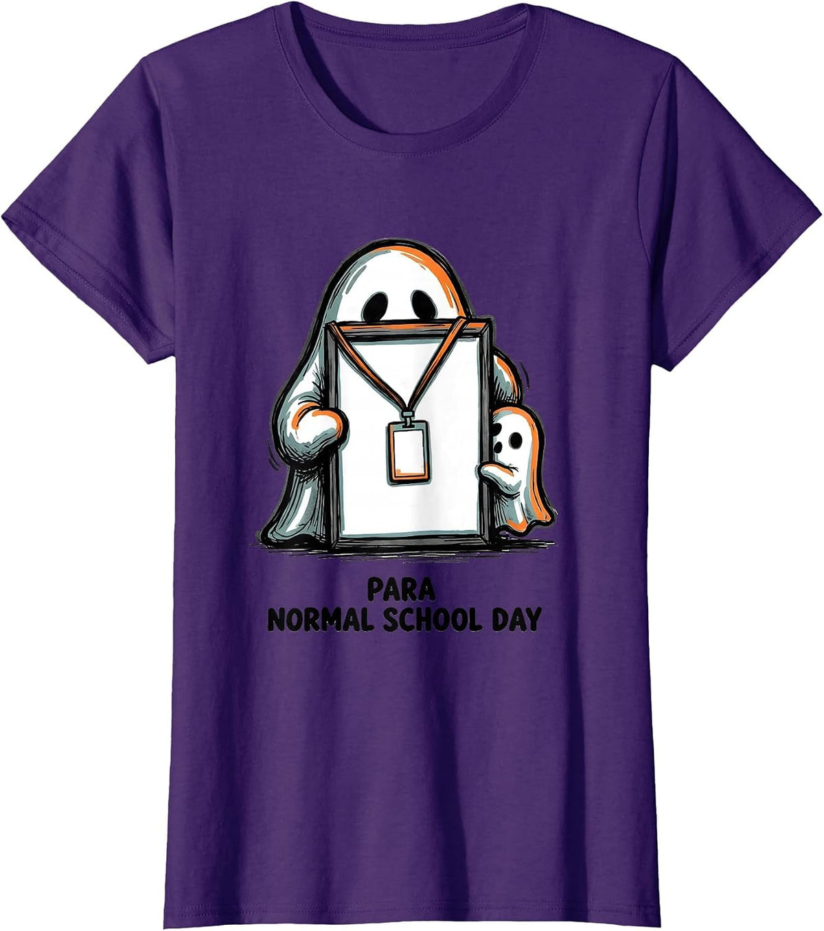 Women's Para Normal School Day Ghost Sped Paraeducator Halloween T-Shirt - Purple