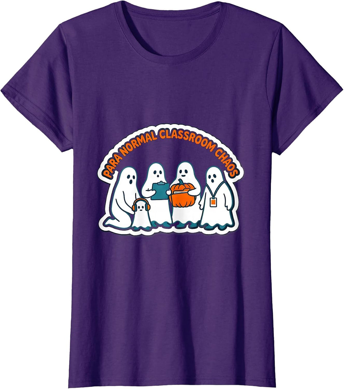 Women's Para Normal Classroom Chaos Funny Paraeducator Halloween T-Shirt - Purple