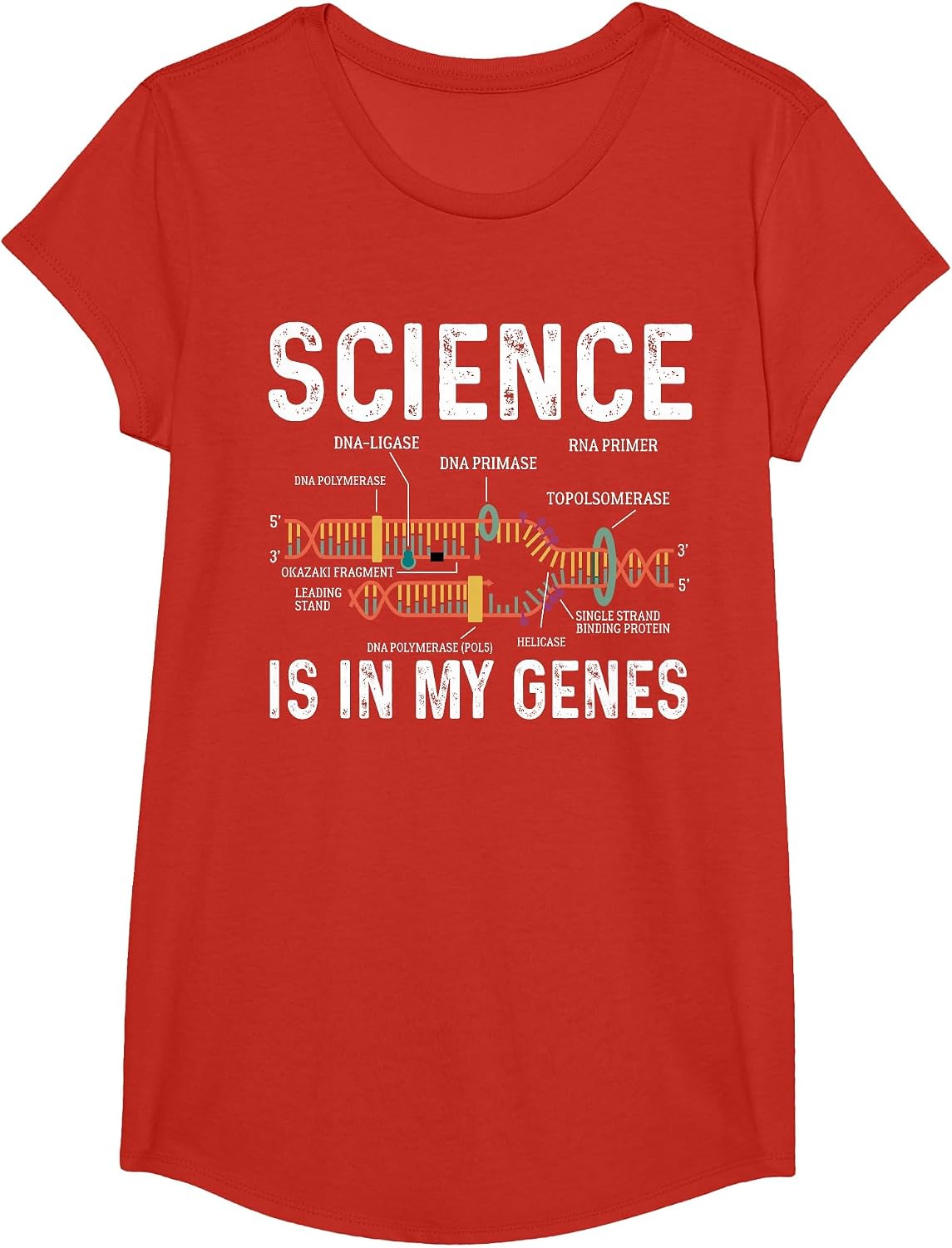 Science is in My Genes Scientist Science Teacher STEM Nerd T-Shirt - Girls Red
