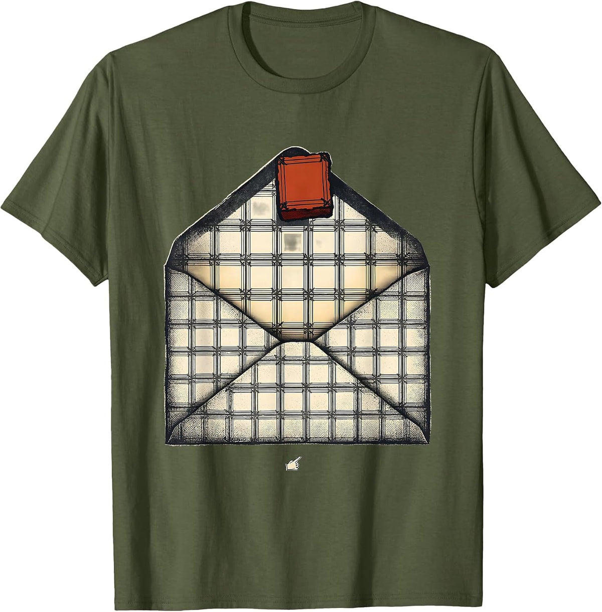 Men's Periodic Table Envelope Wood Type Letterpress Science Humor T-Shirt - Olive Green