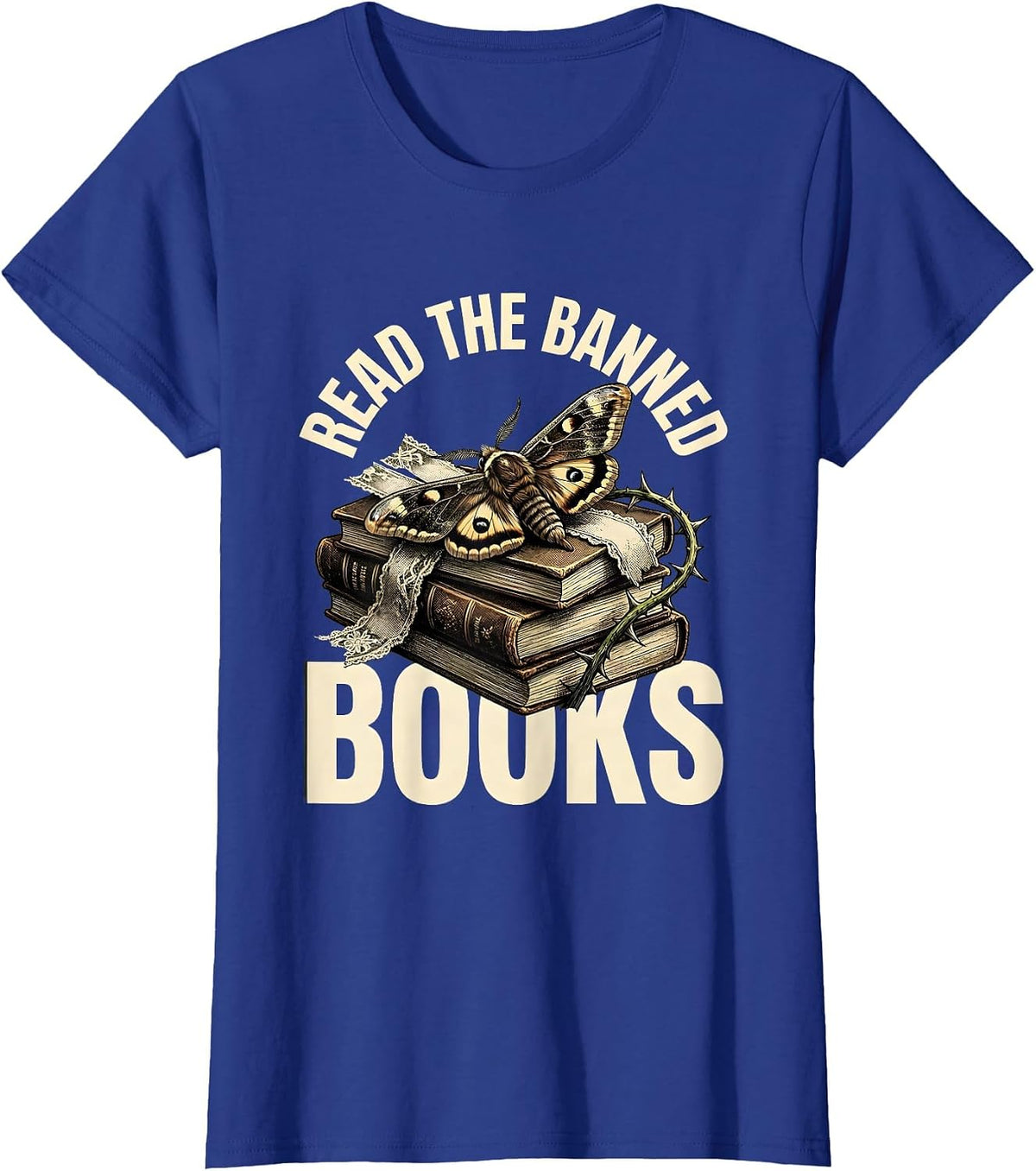 Women's Read the Banned Books Literary Freedom Design T-Shirt - Royal Blue