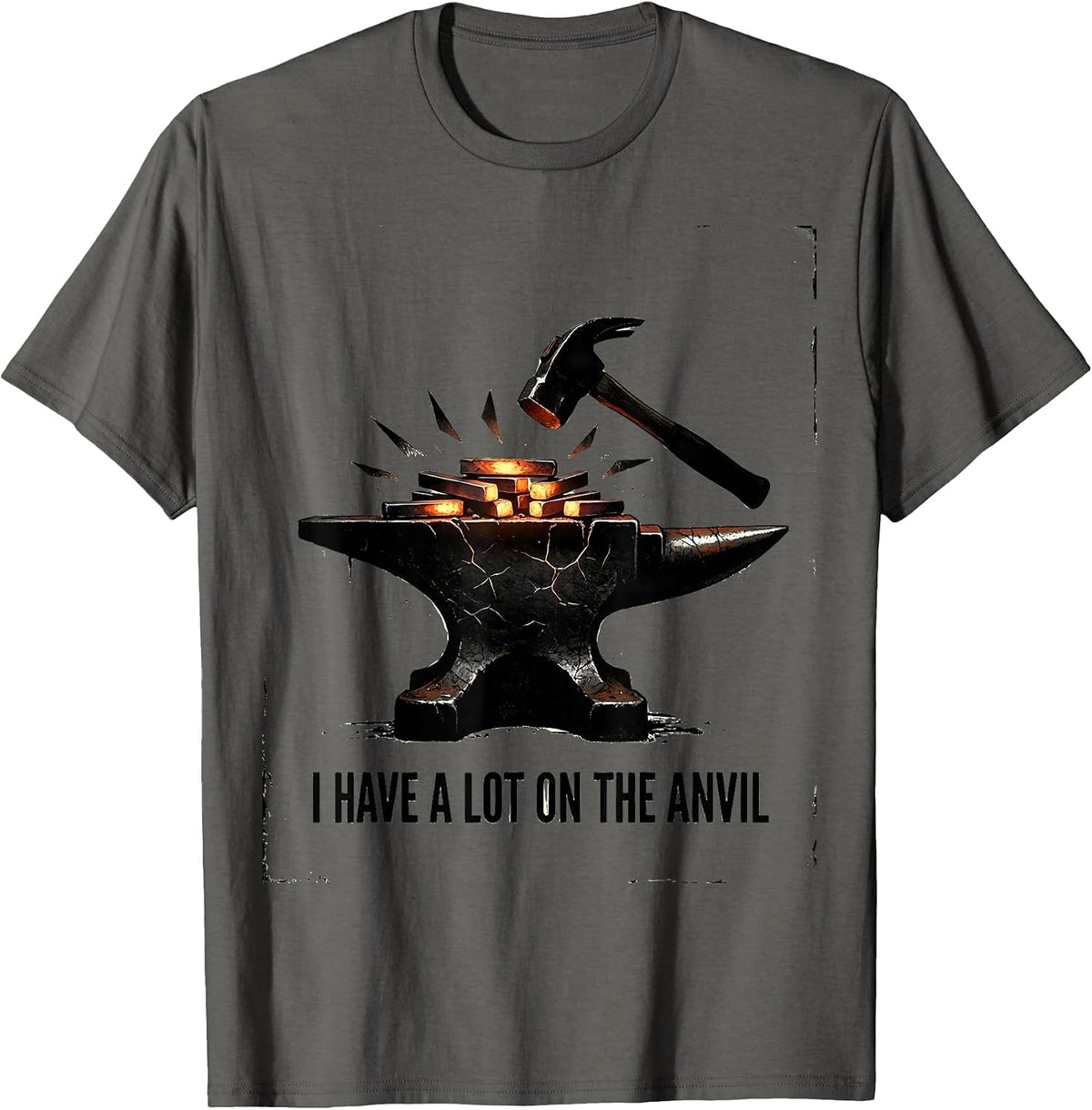 Men's I Have A Lot On The Anvil Distressed Funny Blacksmith Gift T-Shirt - Asphalt Grey