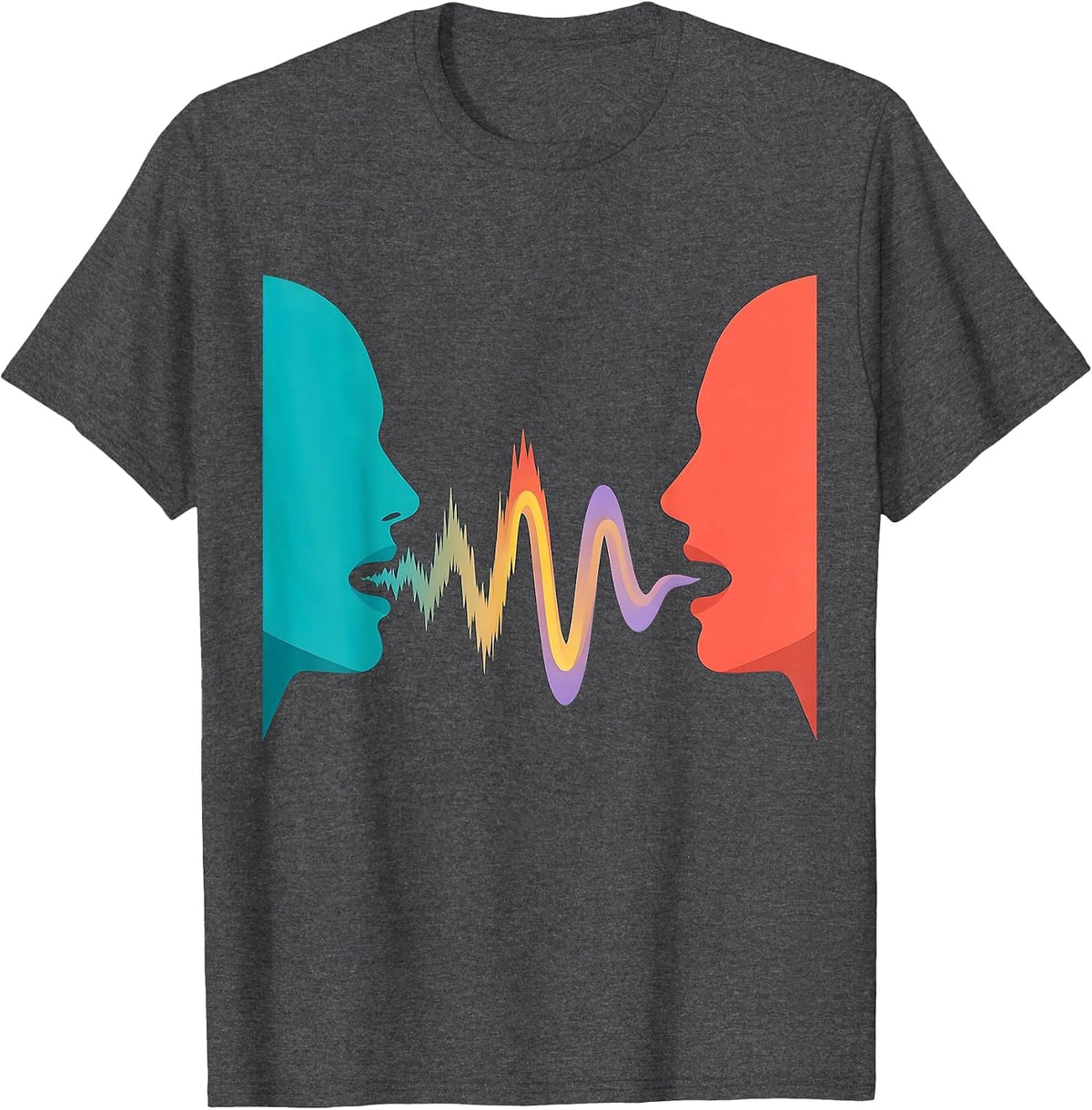 Men's Speech Therapy Sound Wave Profile Illustration T-Shirt - Dark Heather Grey