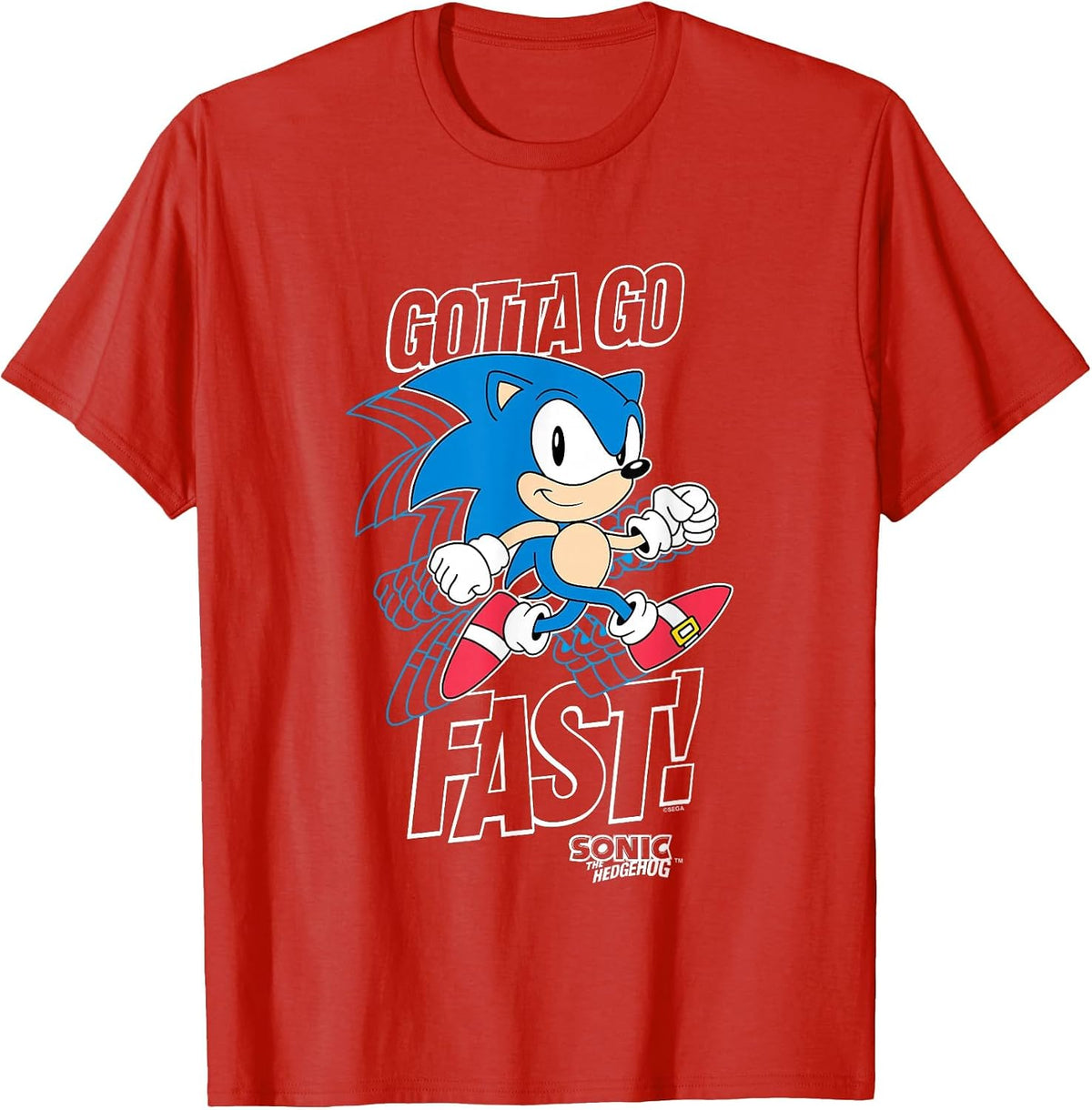 Sonic The Hedgehog Gotta Go Fast! Classic Sonic Retro Shot T-Shirt - Red