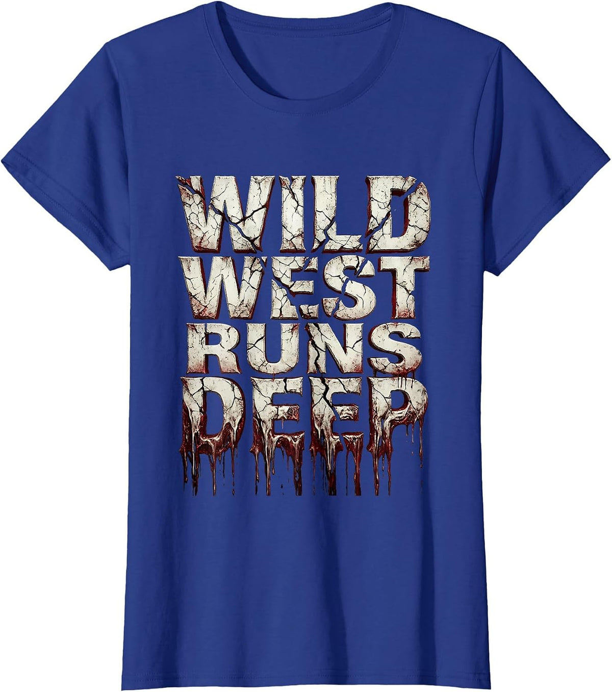 Women's Wild West Runs Deep Western Heritage Design T-Shirt - Royal Blue