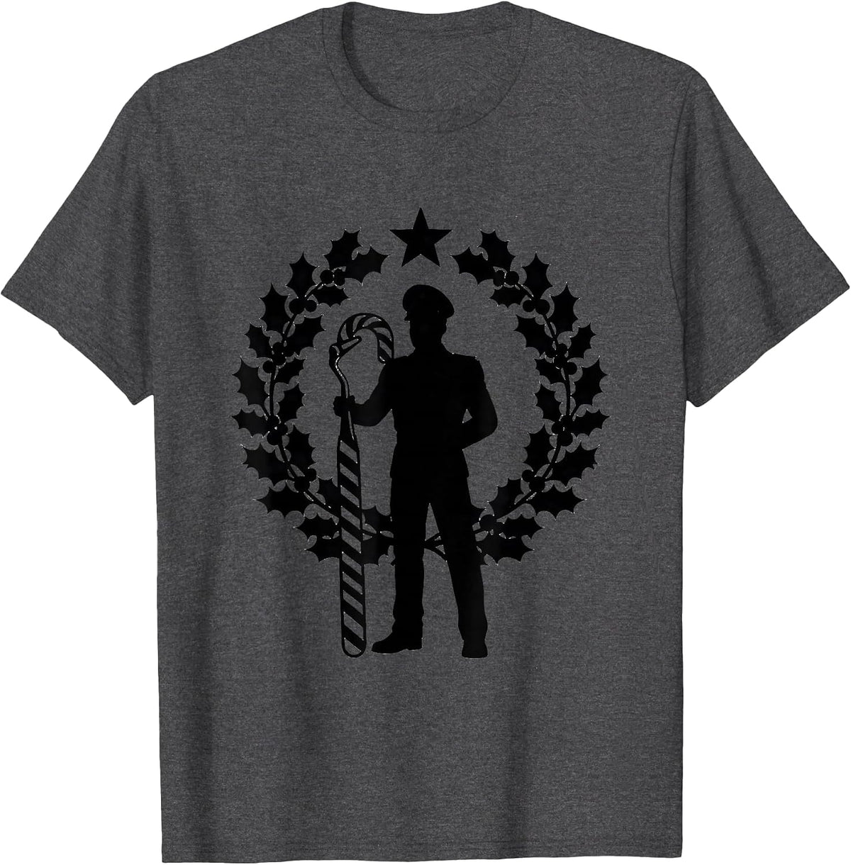 Dental Mirror Sentinel Silhouette Funny Dentist Christmas T-Shirt - Dark Heather Grey
