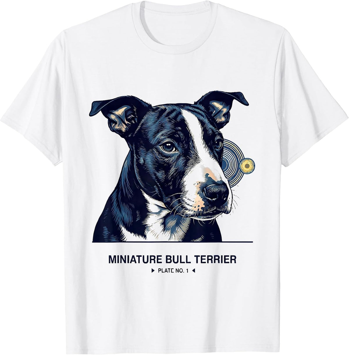 Men's Miniature Bull Terrier, Plate No. 1 Van Gogh Style Starry T-Shirt - White