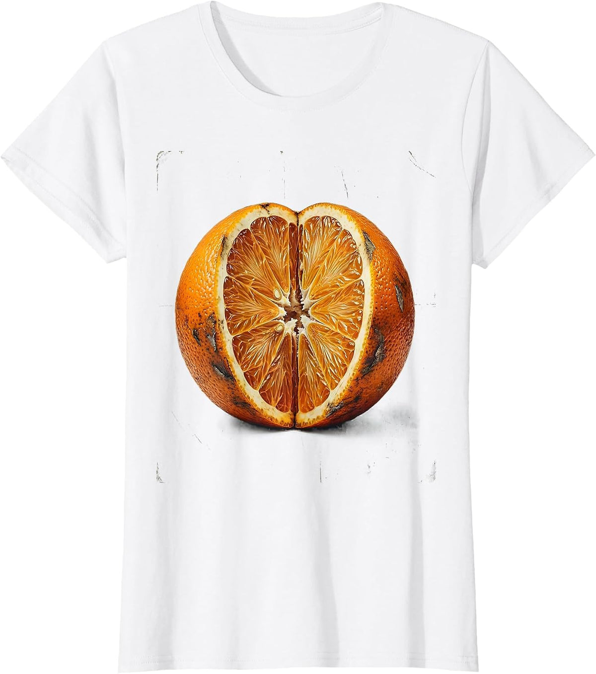 Women's Orange Teacher Open Book Fruit Illustration T-Shirt - White
