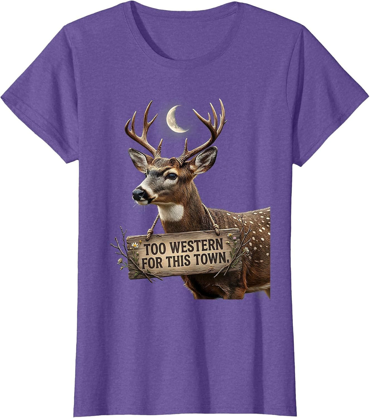 Women's Too Western For This Town Cowboy Design T-Shirt - Purple Heather