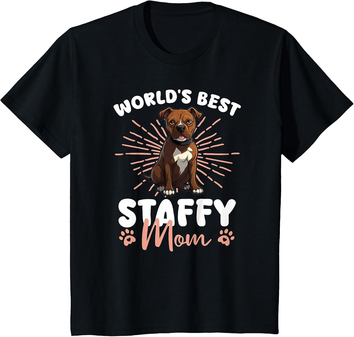 American Staffordshire Terrier World's Best Staffy Mom T-Shirt - Black