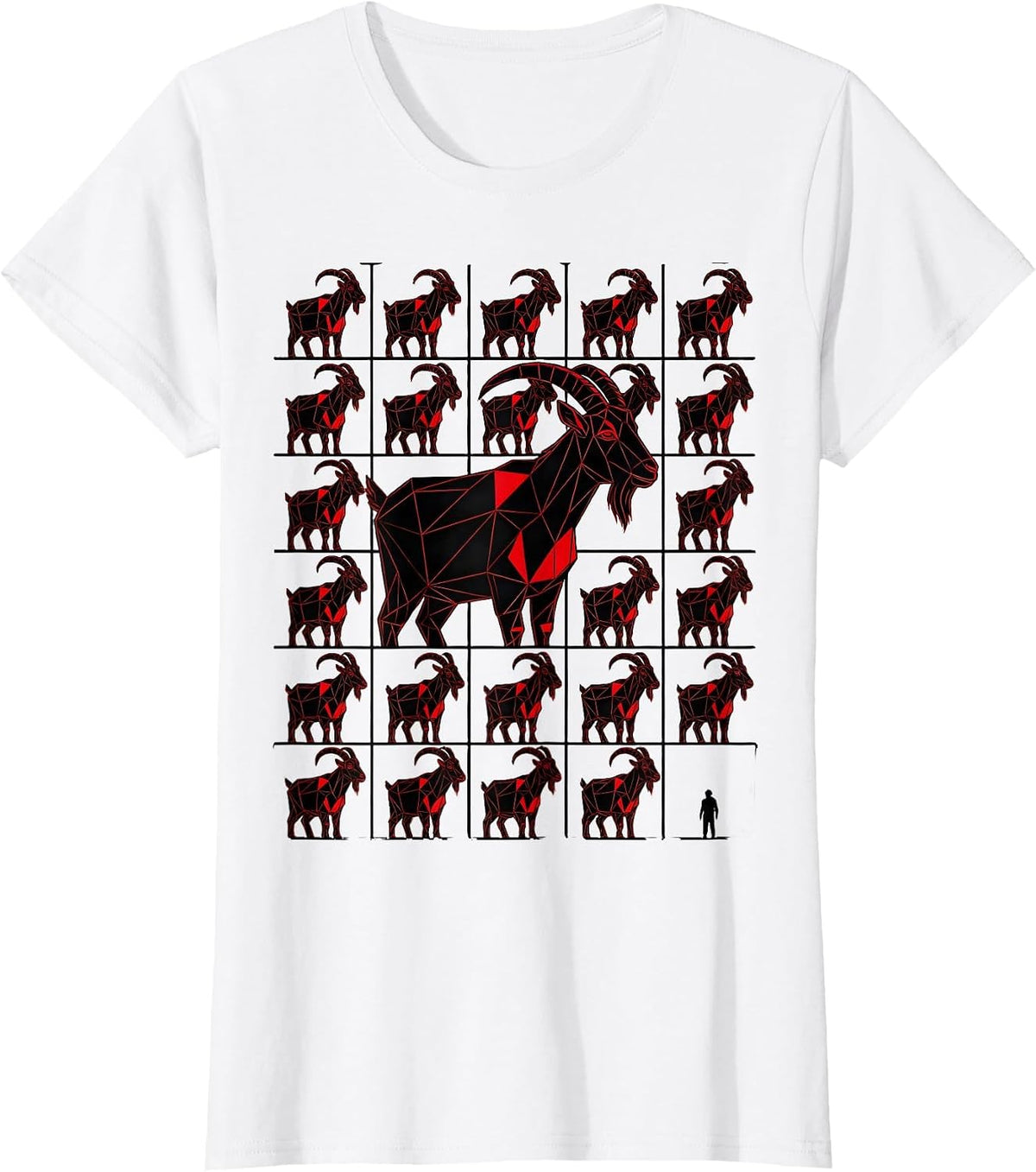 Goat Grid Art Funny Goat Lover Farmer Gift T-Shirt - White