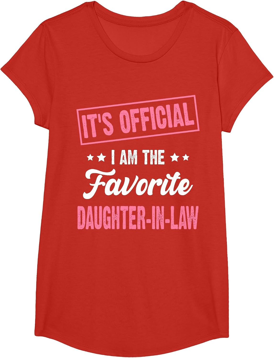 It's Official I'm The Favorite Daughter-in-Law Vintage T-Shirt Tee for Women - Girls Red