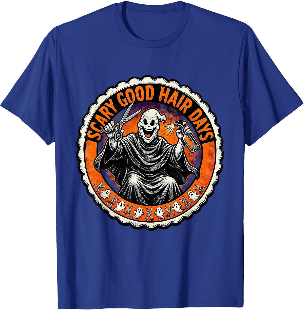 Boo Crew Hair Stylist Halloween Design T-Shirt - Royal Blue