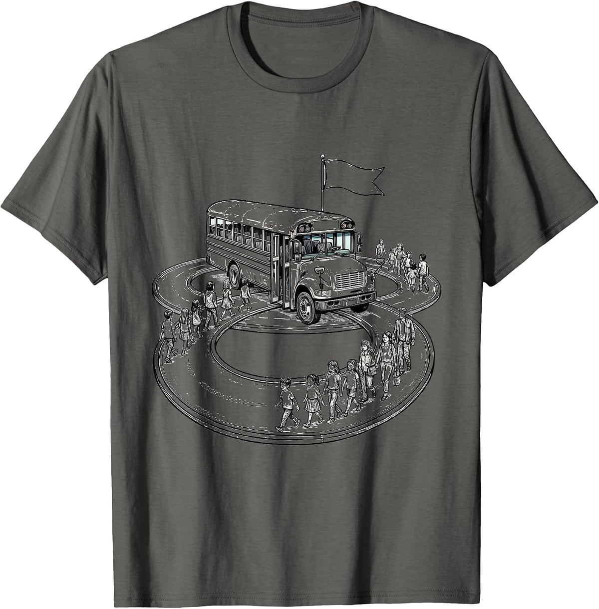 School Bus Field Trip Humor Teacher Student T-Shirt - Asphalt Grey
