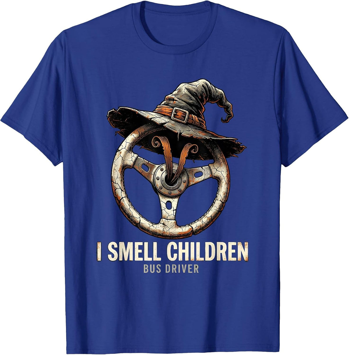 Men's I Smell Children Bus Driver Funny Witch Halloween Party T-Shirt - Royal Blue