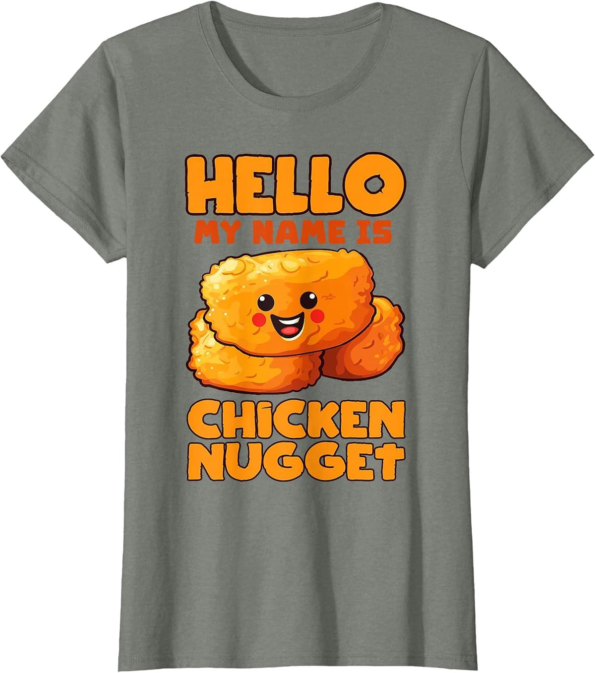Hello My Name is Chicken Nugget Costume Kids Chicken Nugget T-Shirt - Olive Heather