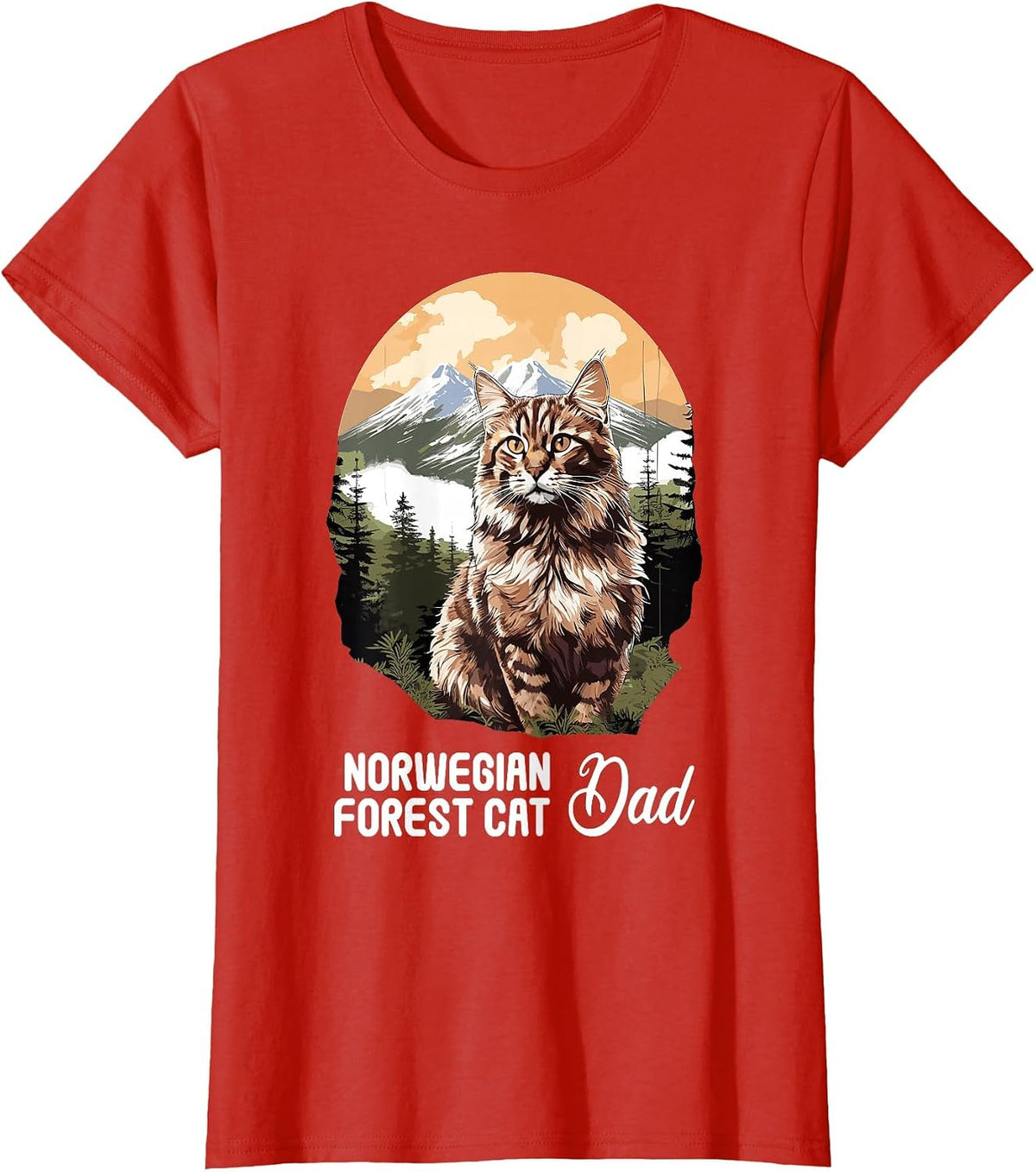 Norwegian Forest Cats Dad Norwegian Forest Cat T-Shirt - Red