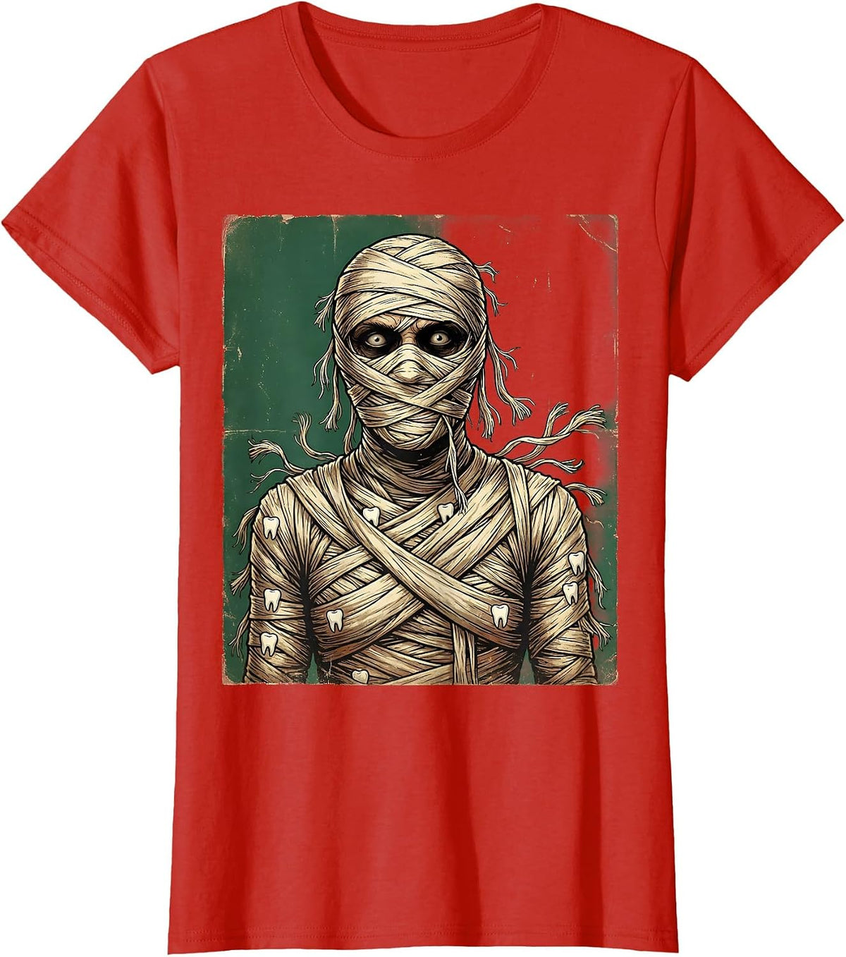 Dental Floss Mummy Funny Halloween Costume T-Shirt - Red
