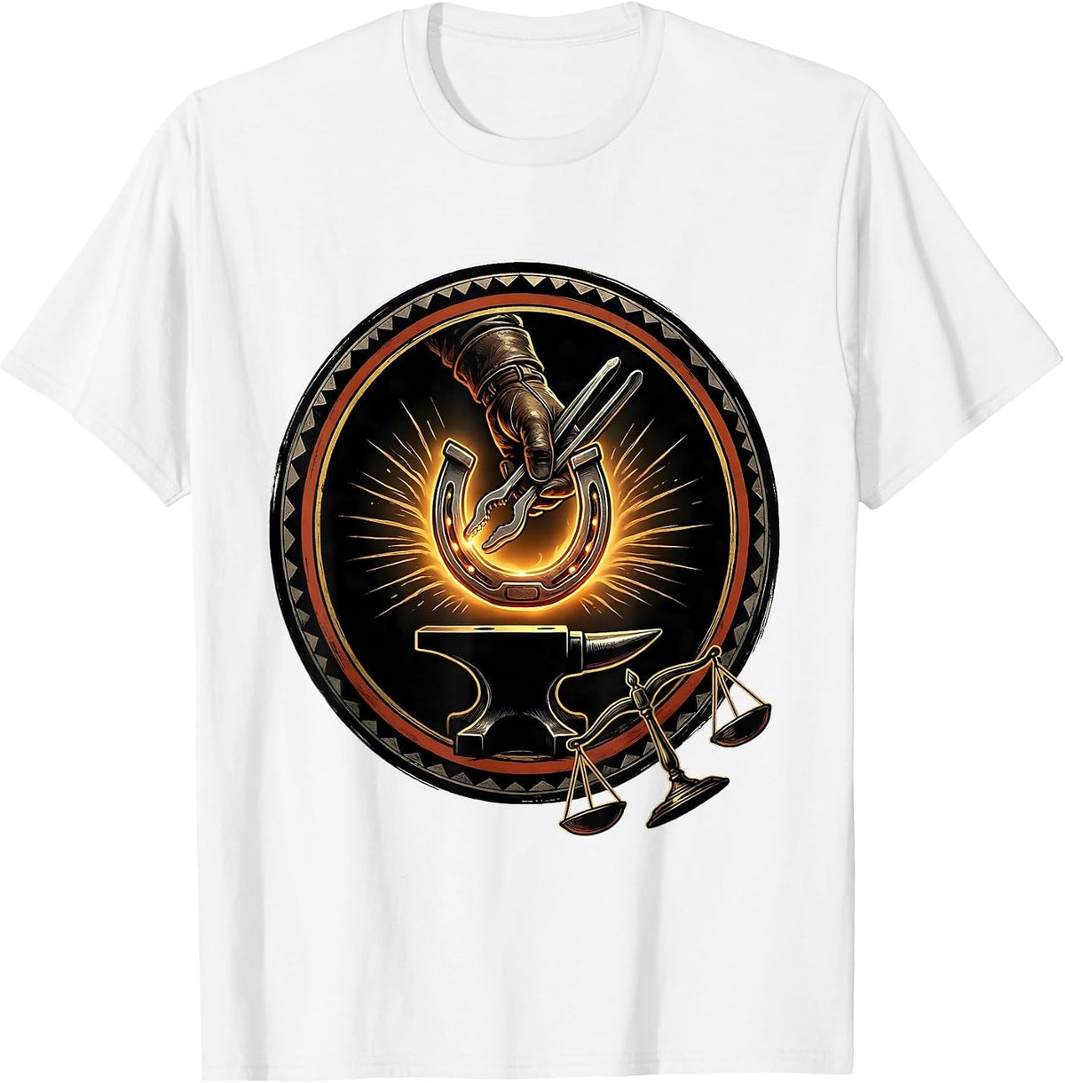 Men's Sealed Forge Badge Blacksmith Humor Metalworking Hobbyist T-Shirt - White