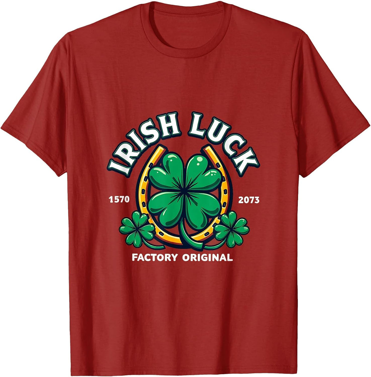 Irish Luck Factory Original St Patrick Design T-Shirt - Cranberry Red