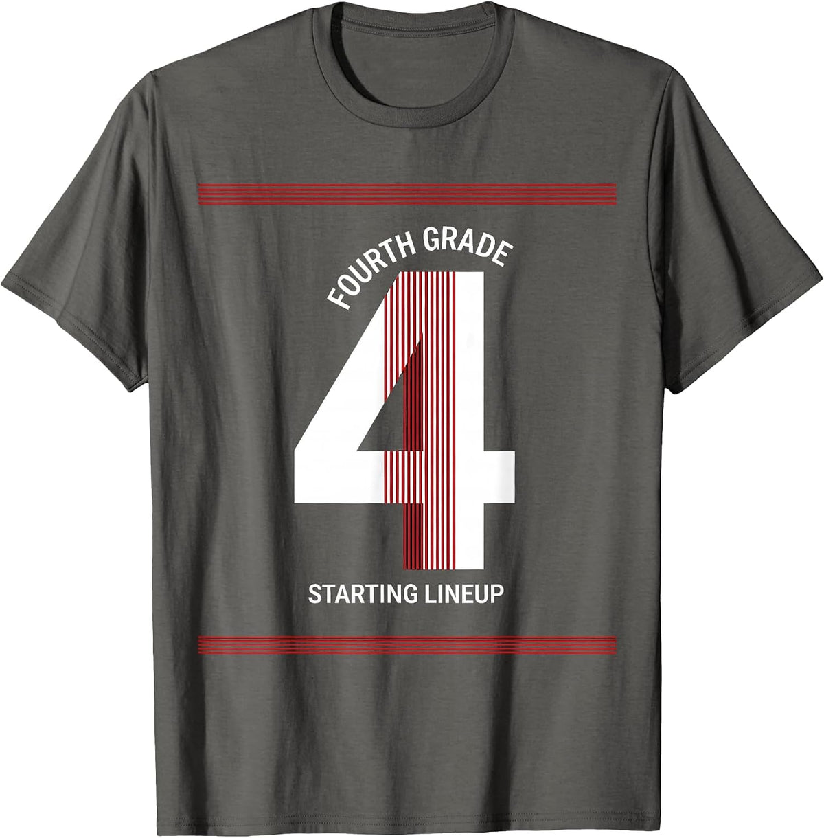 Team 4 Fourth Grade Starting Lineup Playful Sports Team T-Shirt - Asphalt Grey