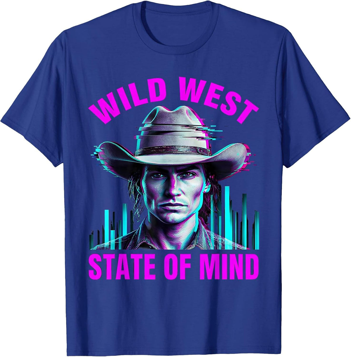 Wild West State of Mind Cowboy Design T-Shirt - Royal Blue
