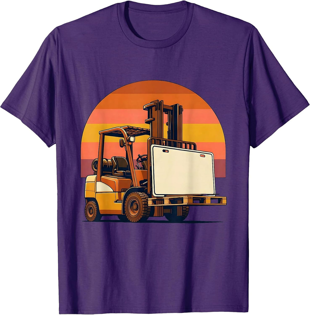 Men's Forklift Lifting License Retro 70s Warehouse Worker Humor T-Shirt - Purple