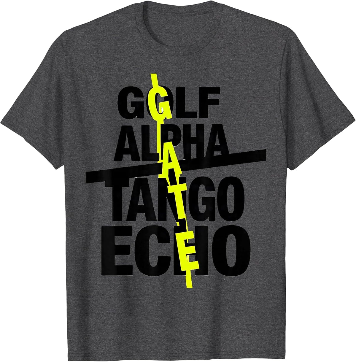 Men's Golf Alpha Tango Echo Pilot Aviation Enthusiast Phonetic T-Shirt - Dark Heather Grey