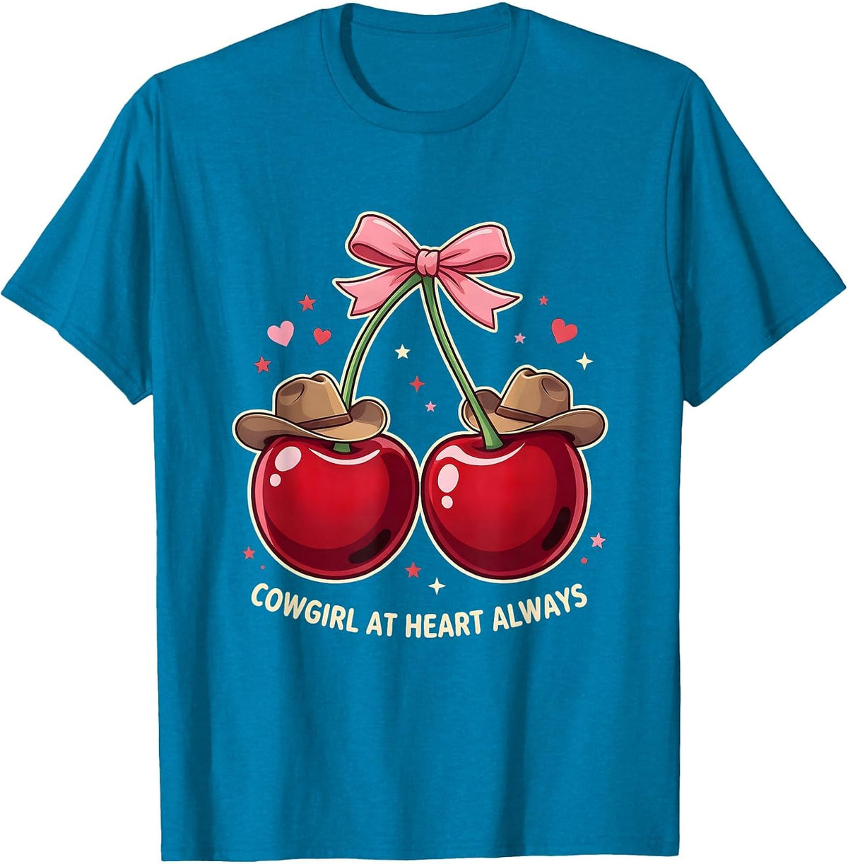 Cowgirl At Heart Always Western Design T-Shirt - Sapphire Blue