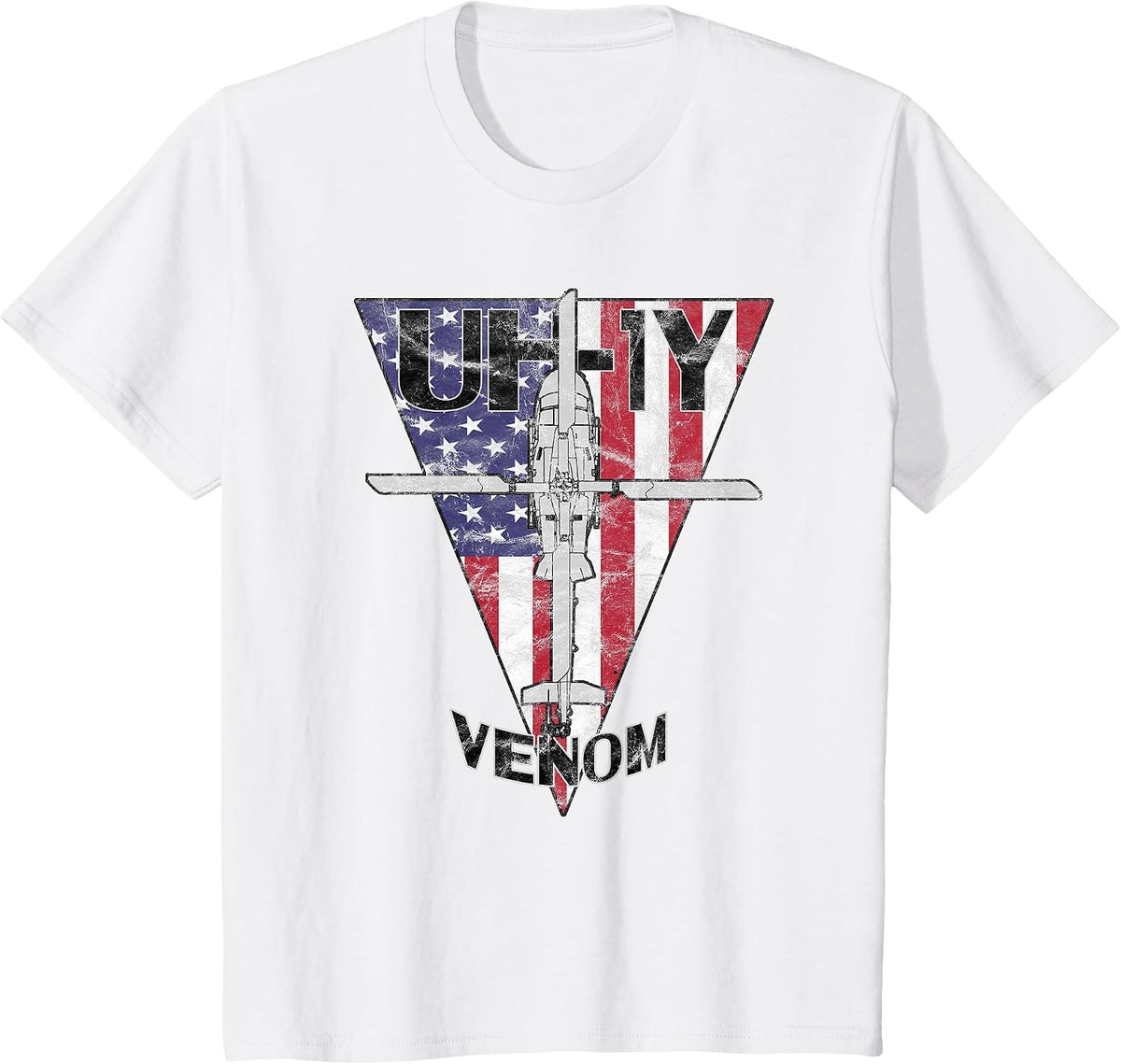 UH-1Y Venom Military Helicopter Patriotic Vintage T-Shirt - White