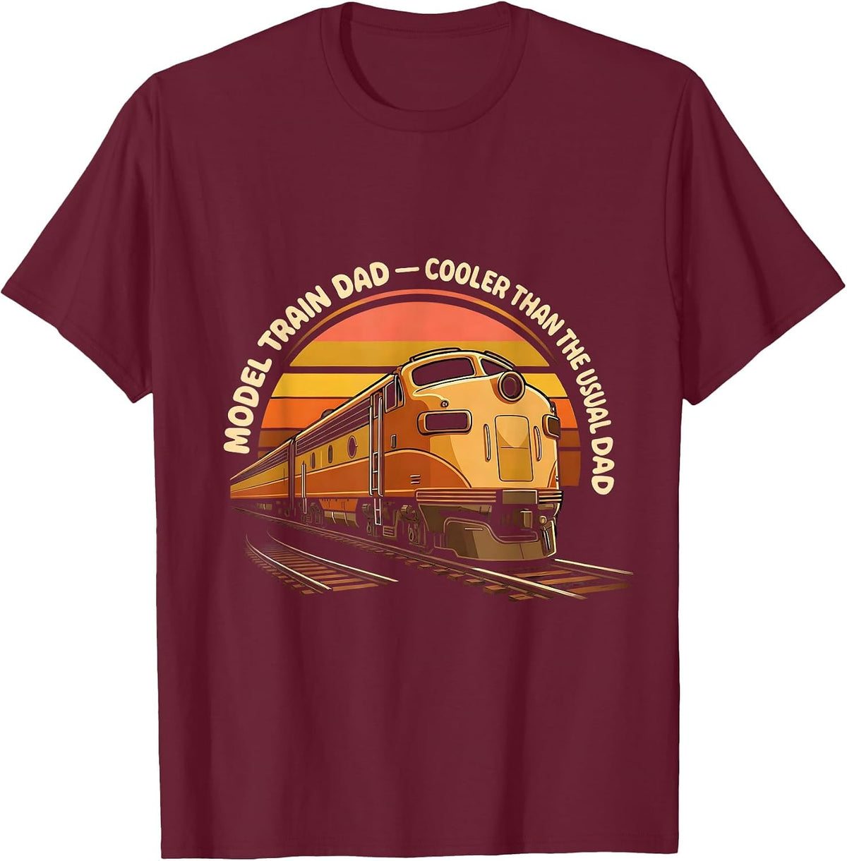 Men's Model Train Dad — Cooler Than The Usual Dad Retro T-Shirt - Burgundy