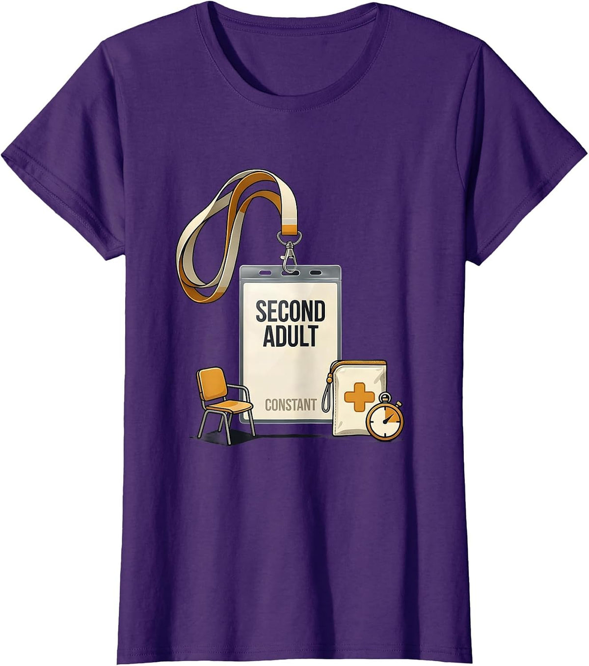Women's Second Adult Constant Editorial Conceptual Paraeducator Back T-Shirt - Purple