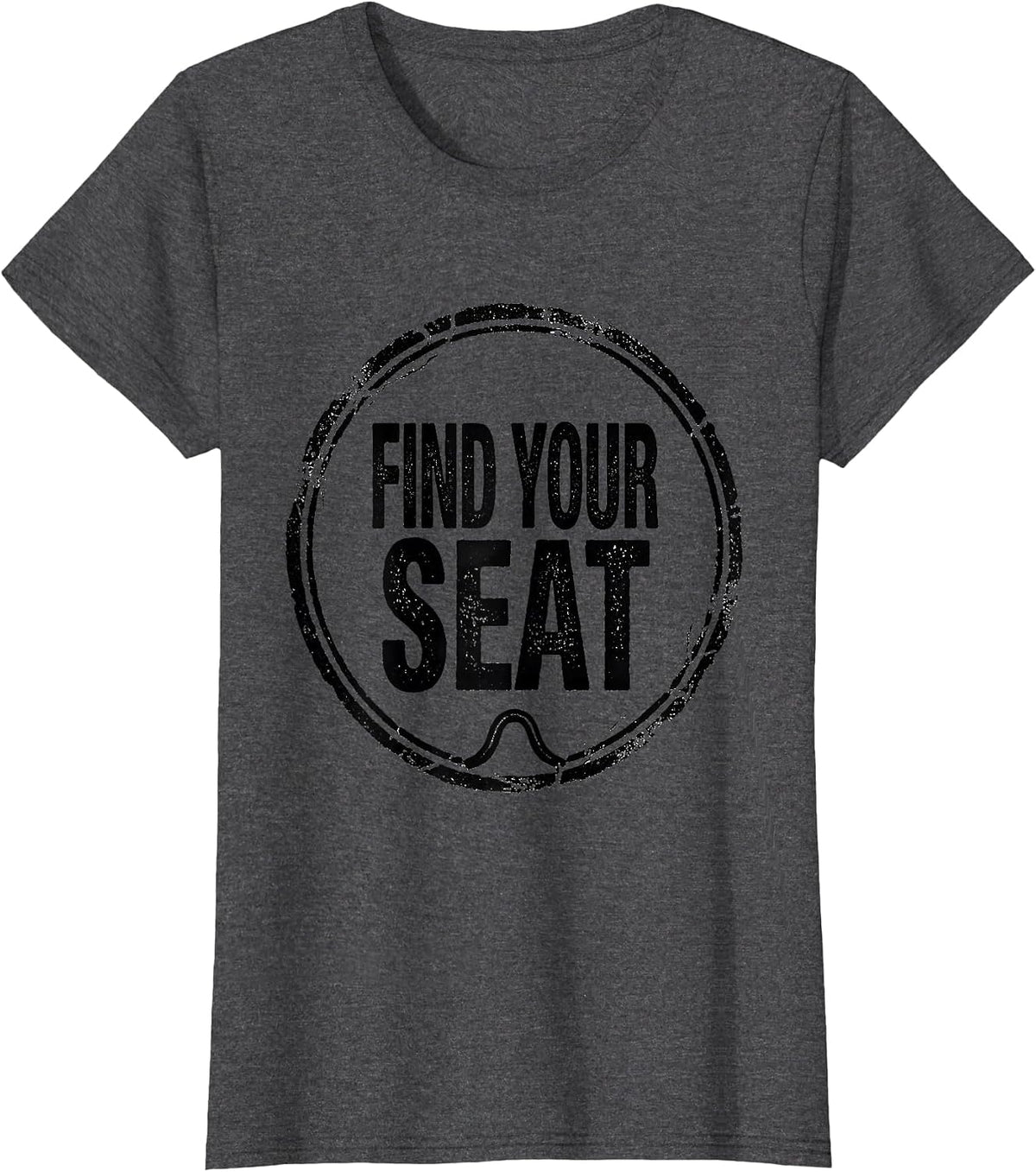 Women's Find Your Seat Rubber Stamp Horse Lover Humor Equestrian T-Shirt - Dark Heather Grey