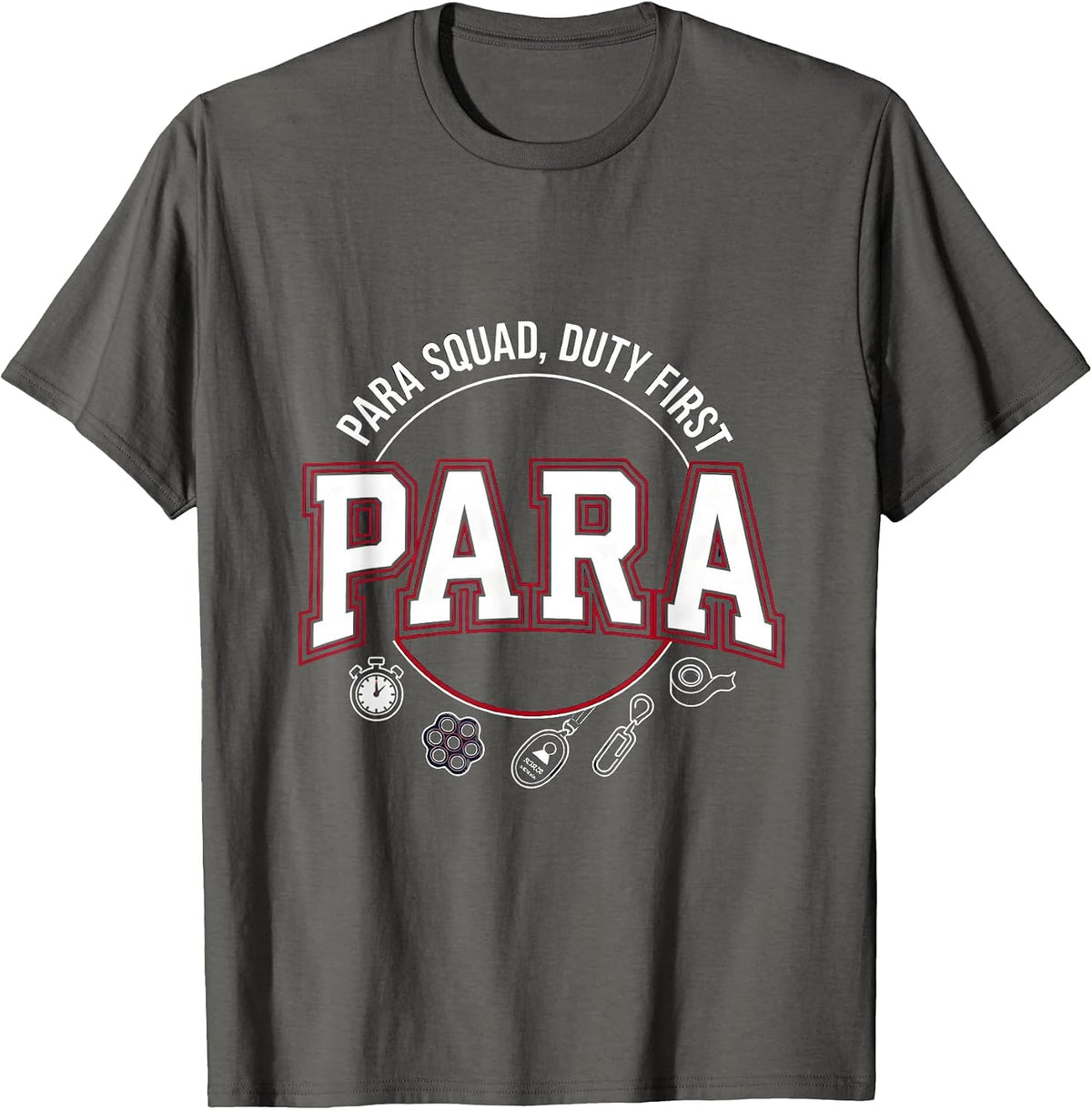 Men's Para Squad Duty First Sports Paraeducator Back To School T-Shirt - Asphalt Grey