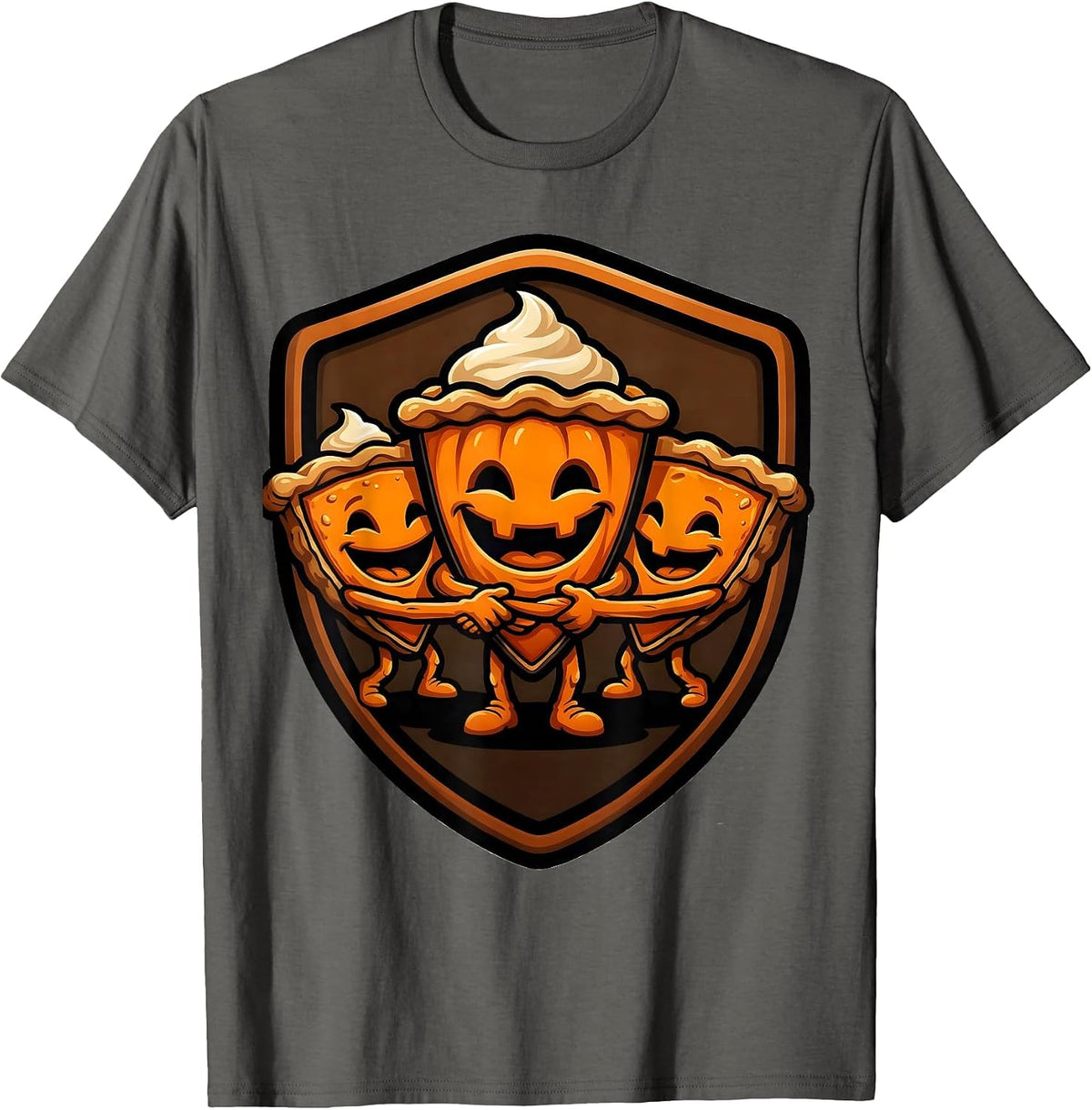 Men's Pumpkin Pie Crew Funny Thanksgiving Pie Lover Humor T-Shirt - Asphalt Grey